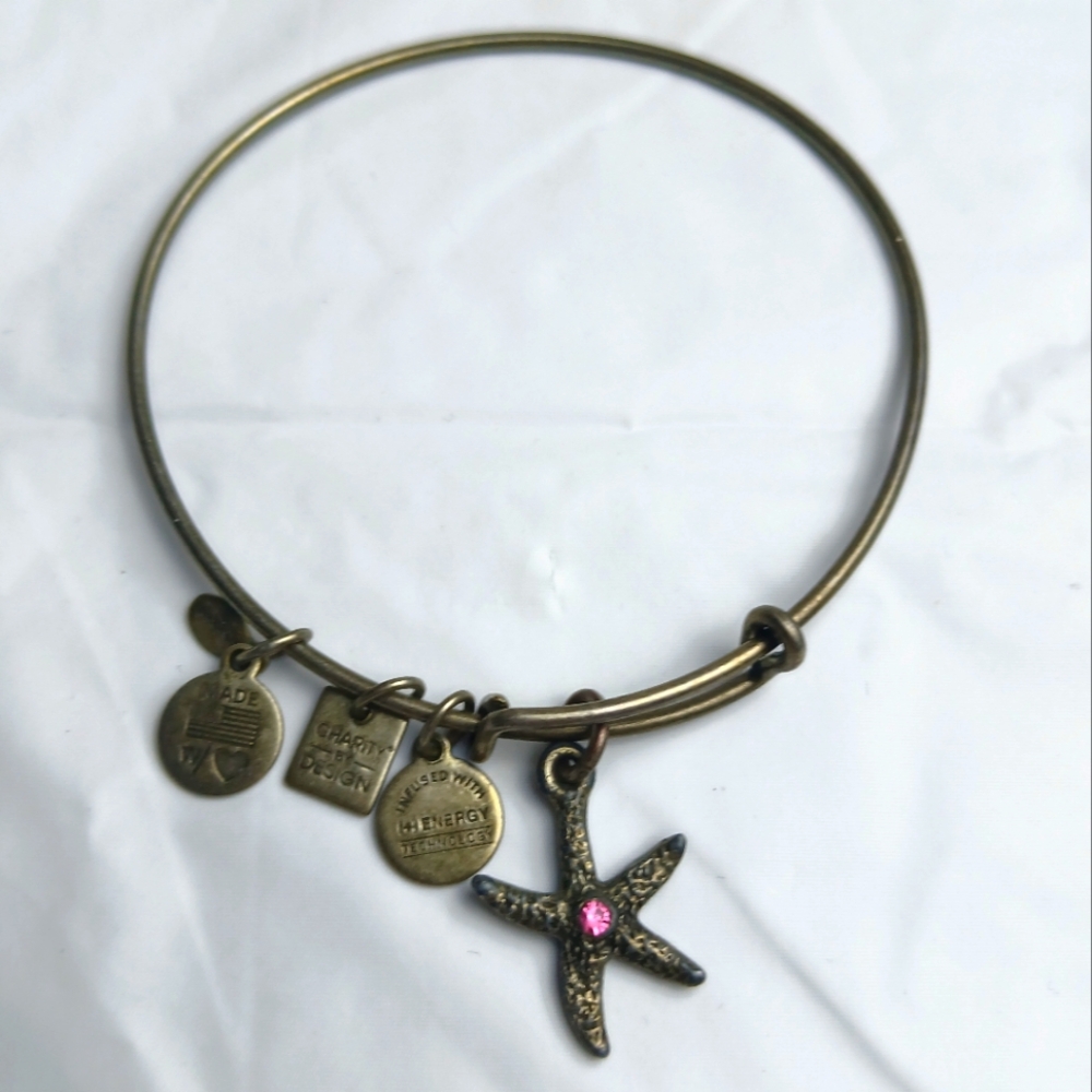 Alex And Ani Starfish Golden Beach Lovers Charm Bangle Bracelet